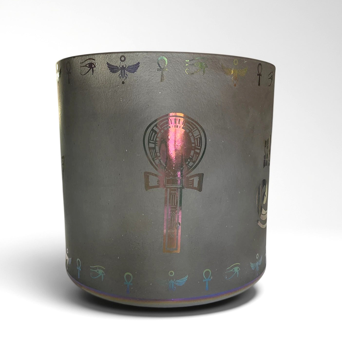 Amethyst, Platinum W/ Etched Isis Eye of Horus an Ankh Bowl 9" A#+35 Anahata Alchemy Apothecary